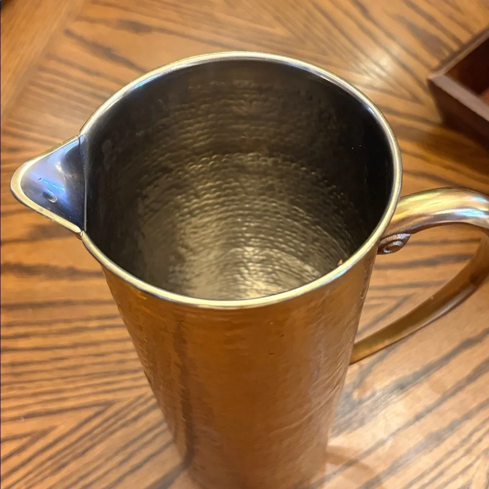 Williams Sonoma Antiqued Brass Hammered Pitcher